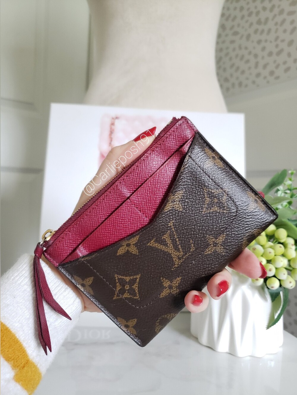 Authentic Pre-owned Louis Vuitton Monogram Canvas Zipped Card Holder Fuchsia